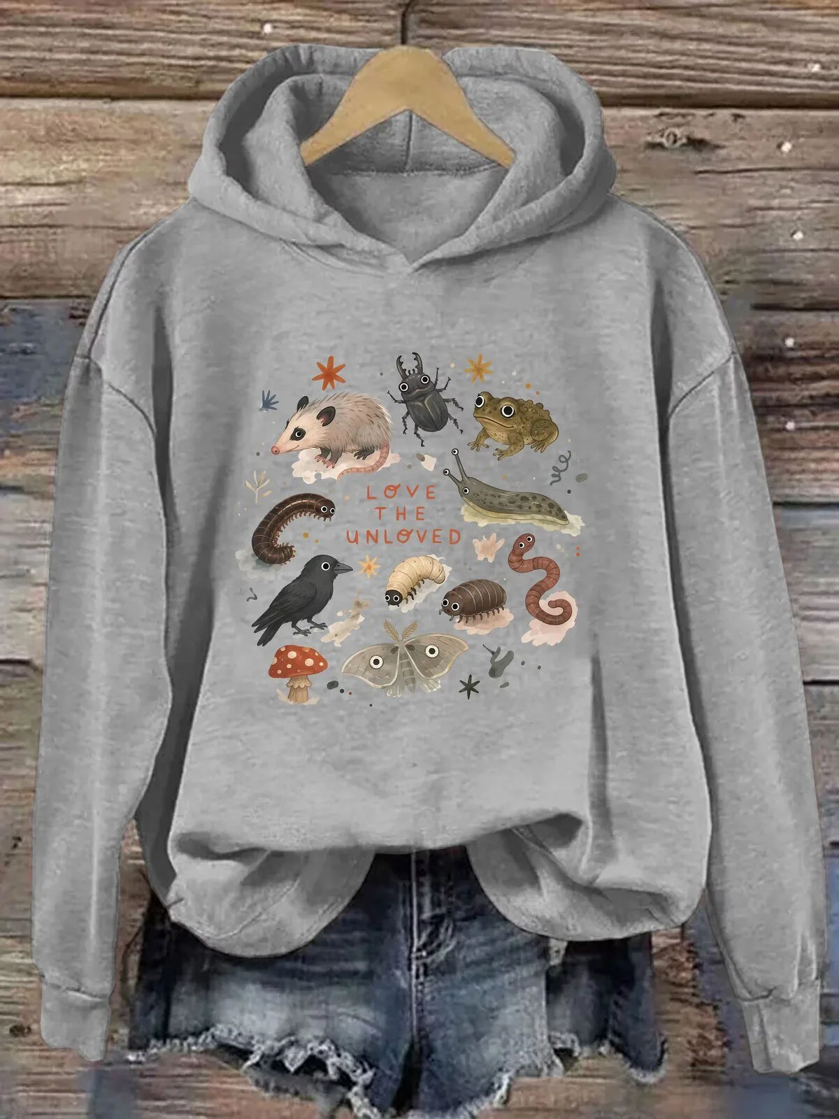 Love The Unloved Nature Lover Opossum Frog Moth Worm Hoodie