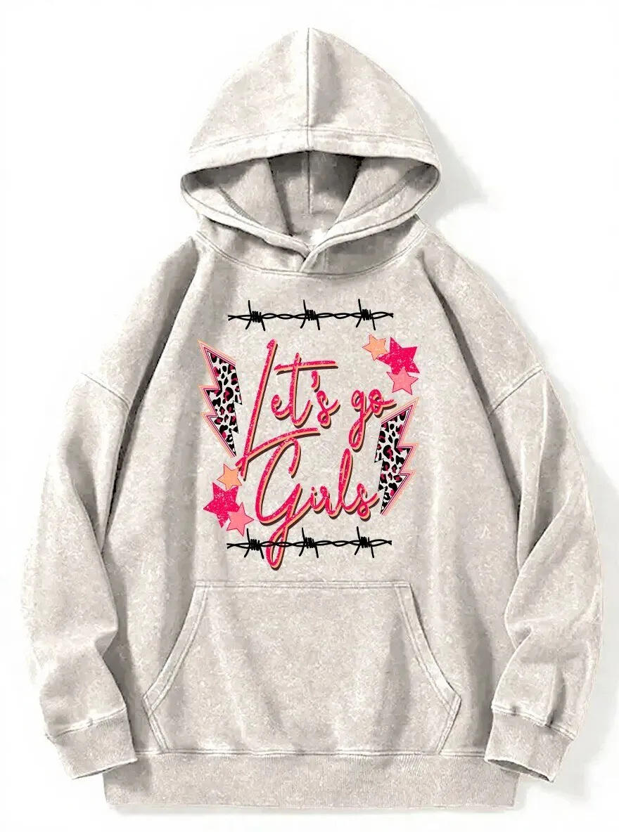 Let's Go Girls Barbed Wire Leopard Print Pink Lightning Bolt Hoodie