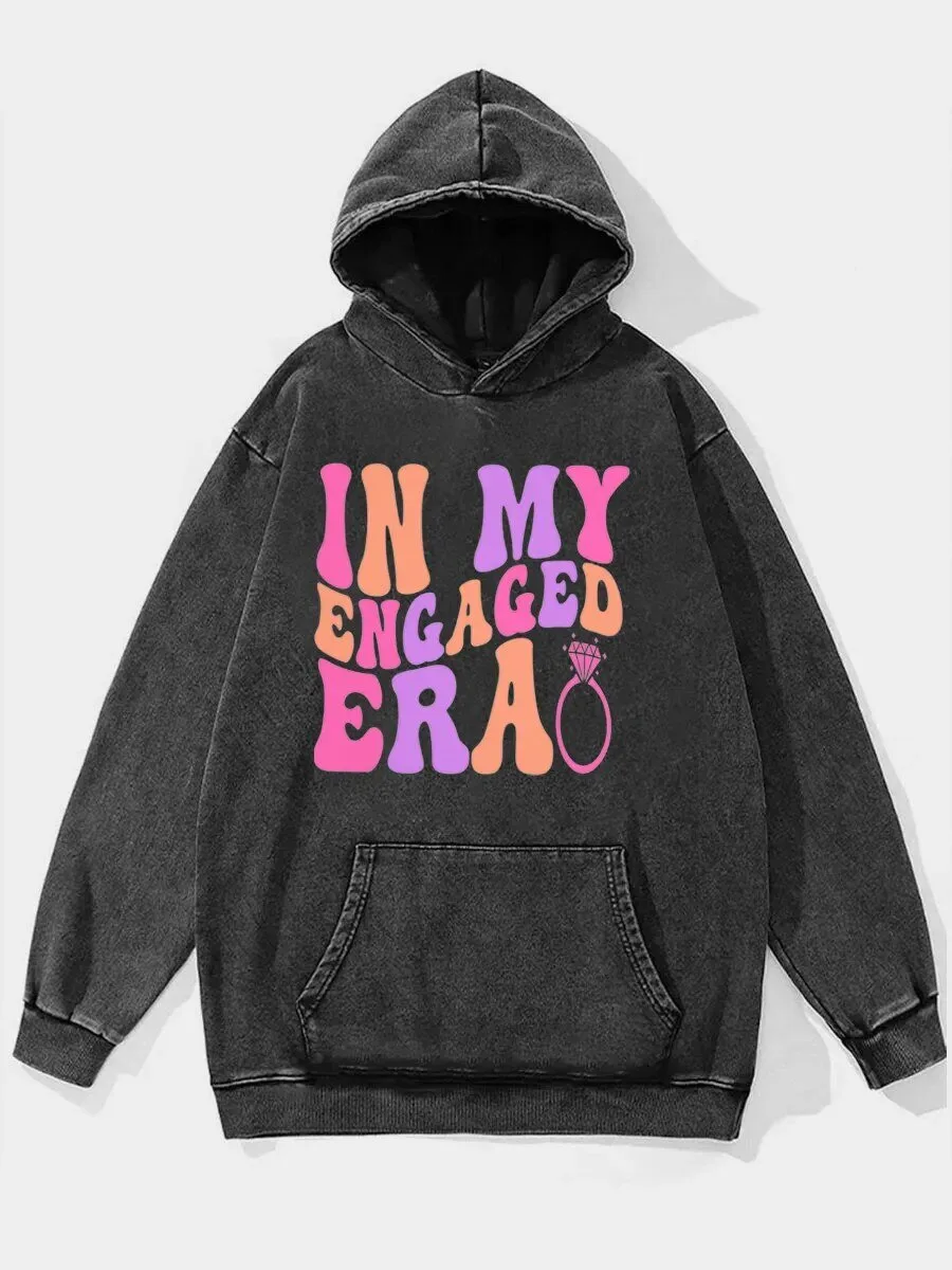 In My Engaged Era Fiancee Engagement Ring Washed Hoodie