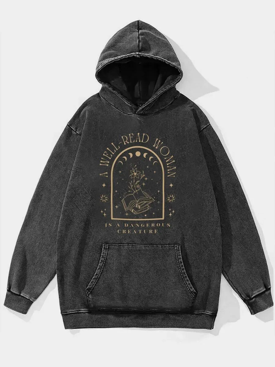 Bookish Hoodie Featuring 'A Dangerous Creature Is A Well Read Woman' Design