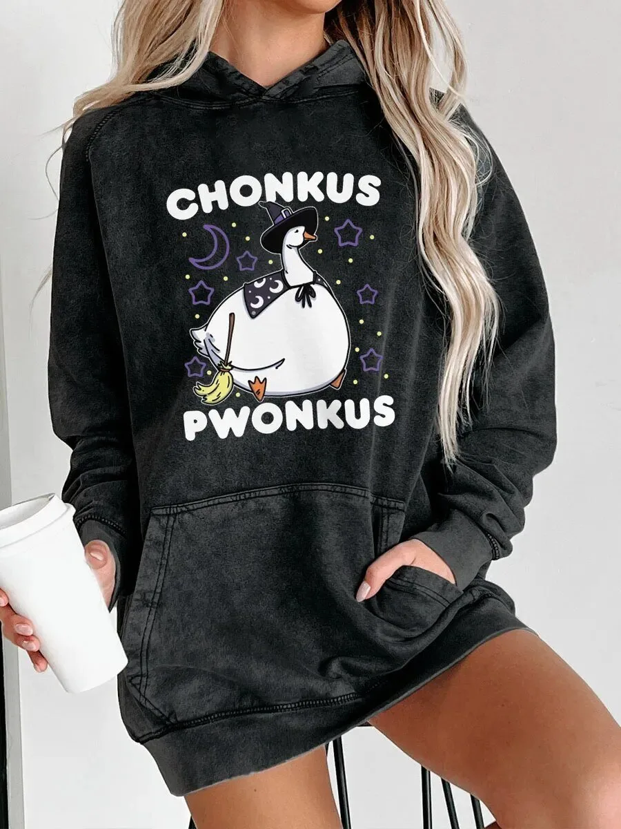 Chonkus Pwonkus Goose Halloween Washed Hoodie