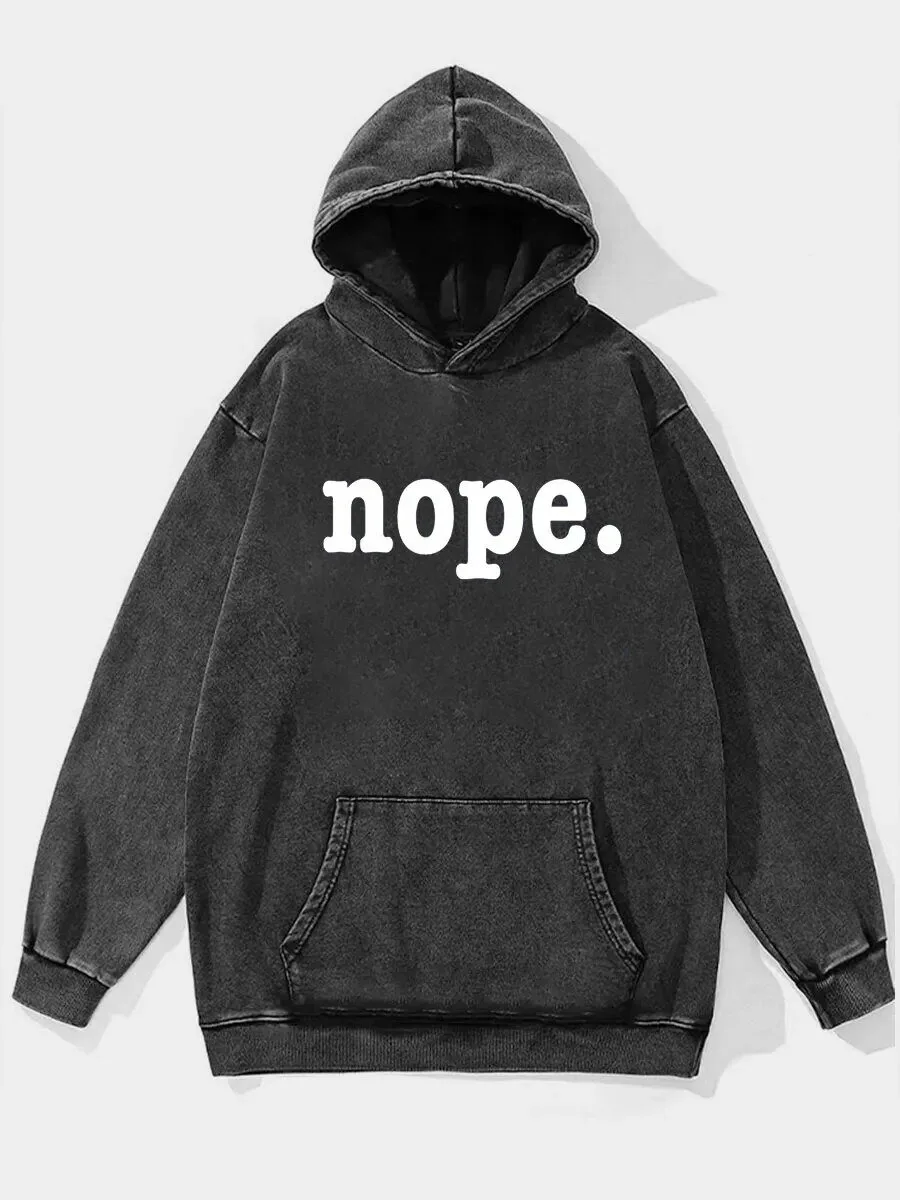 Nope Washed Black Pullover Hoodie with Front Pocket 1 Nope Washed Black Pullover Hoodie with Front Pocket