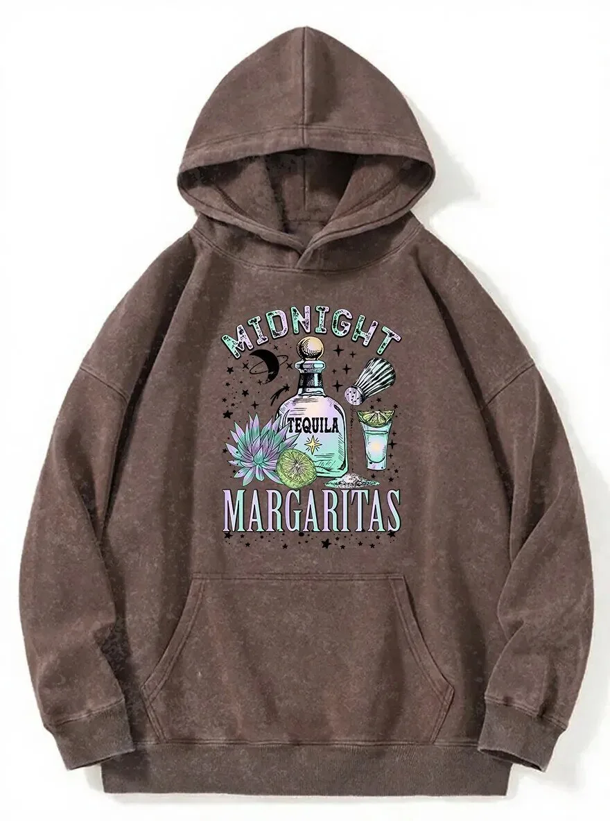 Midnight Tequila Margaritas Distressed Brown Graphic Hoodie